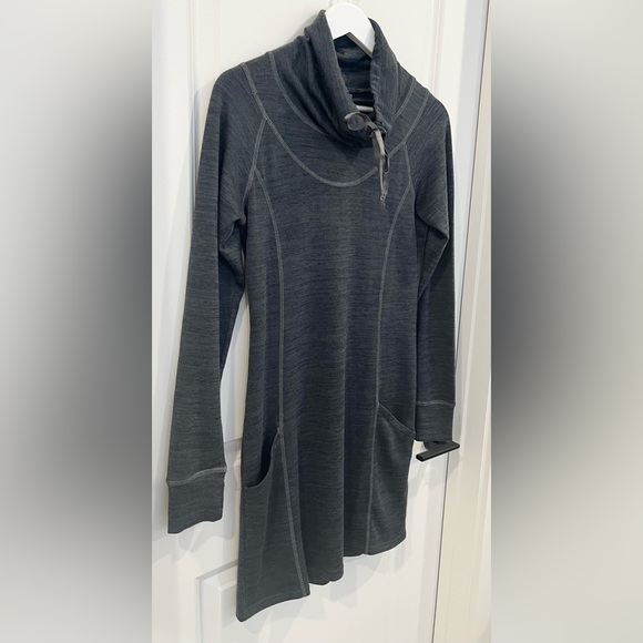Kuhl Women’s Lea Dress Cowl Neck Long Sleeve Pocket Dark Gray Size Small - Picture 3 of 10